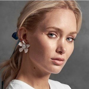 Lele Sadoughi Crystal Lily Button Earrings